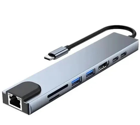 Hub 8 em 1 OTG Tipo C USB HDMI 4K Rede z1558