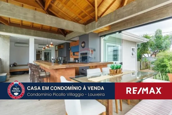 Casa térrea com 3 suítes, piscina e gourmet à venda no Condomínio Picollo Villaggio - Louv