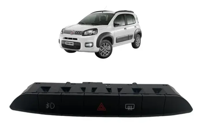 Botão Pisca Alerta/farol De Milha Fiat Uno Way 2015/2020 100220024 Prateado