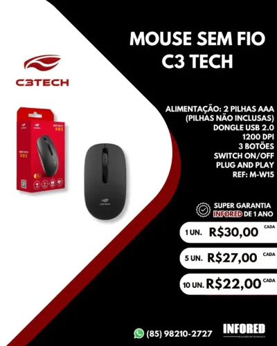 Mouse sem fio C3 Tech M-W15