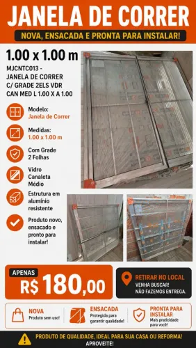 JANELA DE CORRER C/ GRADE AL NAT 2FLS VDR CAN MED L 1,00 X A 1.00