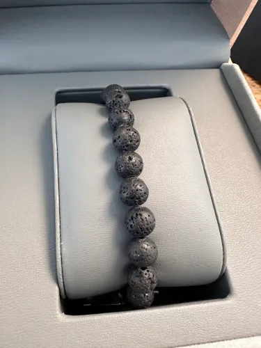 Pulseira masculina pedra vulcanica