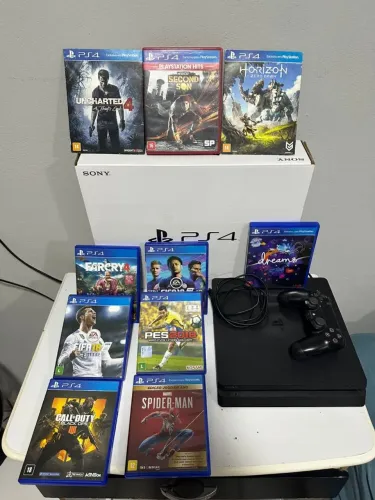 Vendo ou troco, ps4 1T completo, vários jogos, nunca aberto