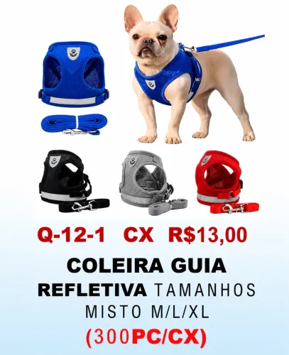 Coleira guia refletiva para cachorro caixa fechada