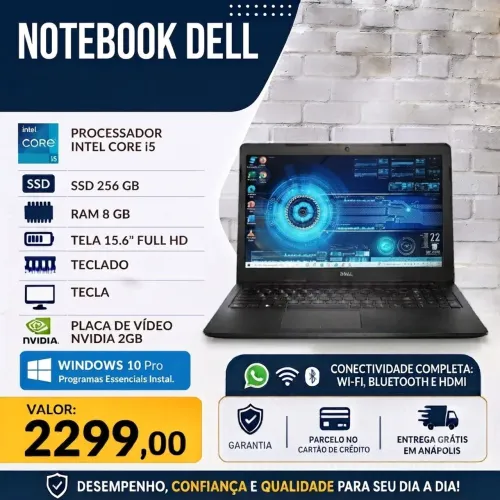 Notebook Dell CORE I5 8 GB NVIDIA 256 GB SSD Garantia Parcelo no Cartão