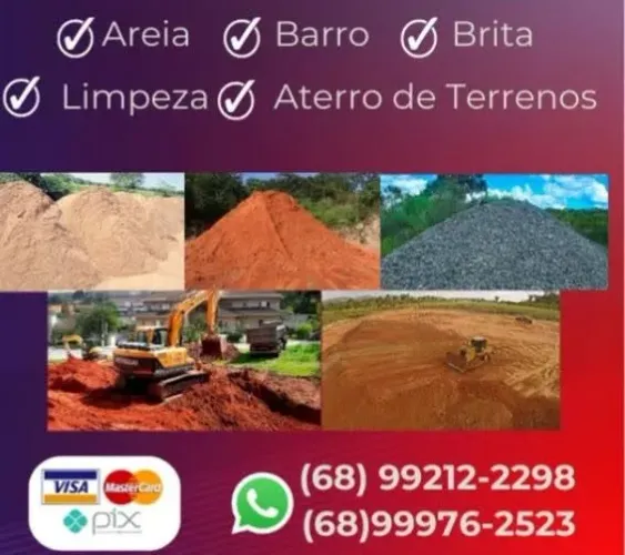 Areia,barro,brita limpeza e aterros de terrenos!