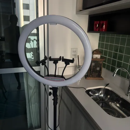 Ring Light Profissional 46cm 18" com Tripé 2m Luz Frio e Quente