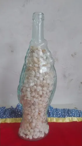 Garrafa em vidro verde forma d PEIXE RETRÔ 750 ML