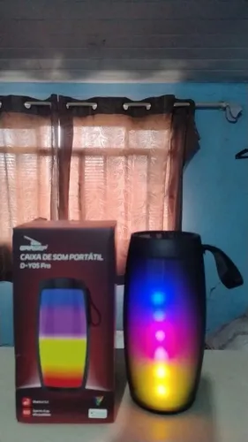 Caixa de Som Portátil D-Y05 Led RGB, Rádio FM, USB e Cartão SD