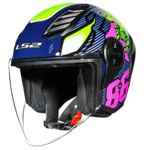 CAPACETE LS2 AIRFLOW II STING DARK BLUE/PINK - TAMANHO 60 (L)