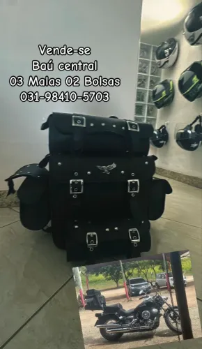 Baú de couro para moto.