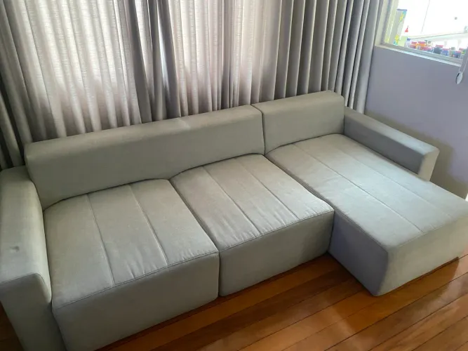 Sofá linho retrátil cinza