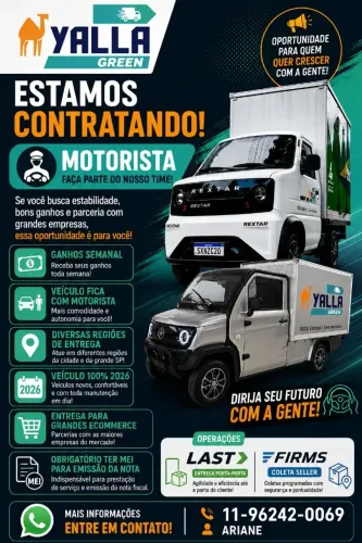 Contrata-se Motorista para trabalha com nossos veículos