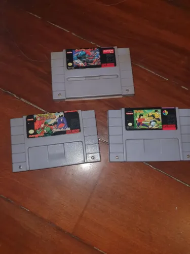 Nintendo SNES lote de jogos originais Yosgi Island Street Fighter Ramna 1/2