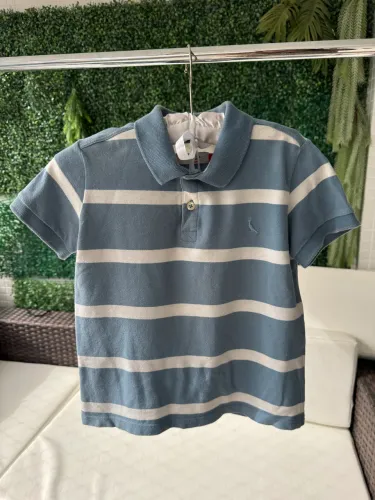 Polo Reserva Infantil Azul e off white Tamanho 6 anos