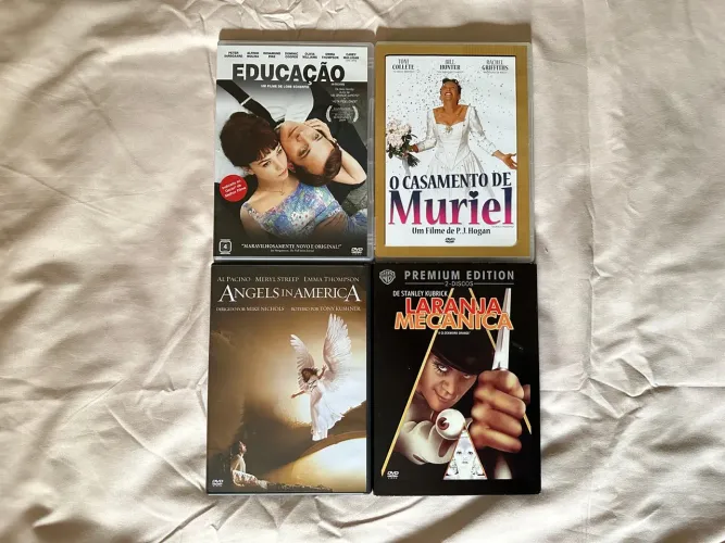 Lote DVDs dos Filmes Angels in America, Laranja Mecânica, Educação e O Casamento de Muriel