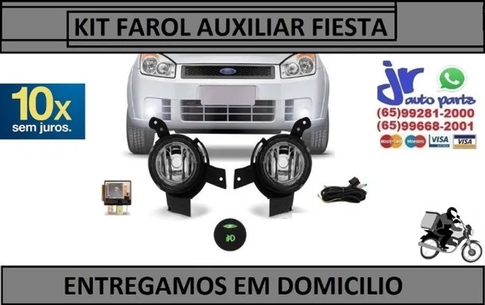 Kit Farol Milha Fiesta 2007 2008 2009 2010 Auxiliar Neblina