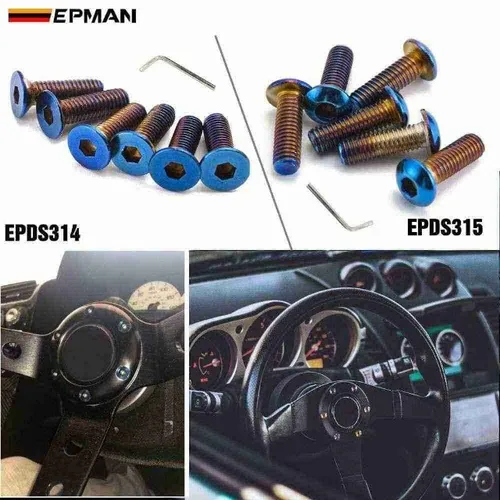 Kit Com 6 Parafusos Cabeça Titanium M5x15mm P/ Fixação De Cubo No Volante Esportivo