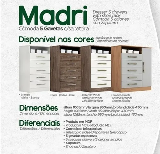 Oferta de Cômoda!! Cômoda Madri ACP 100% MDF - Só R$469,00