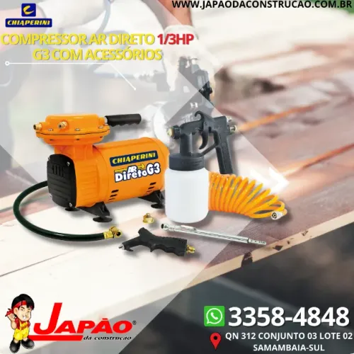 Compressor Ar Direto 1/3HP G3 Com Acessórios Chiaperini Oferta Especial