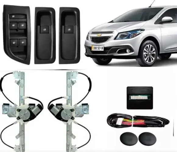 Kit Vidro Elétrico GM Onix Prisma 4 Portas 12 A 17 Dianteiro com Anti esmagamento
