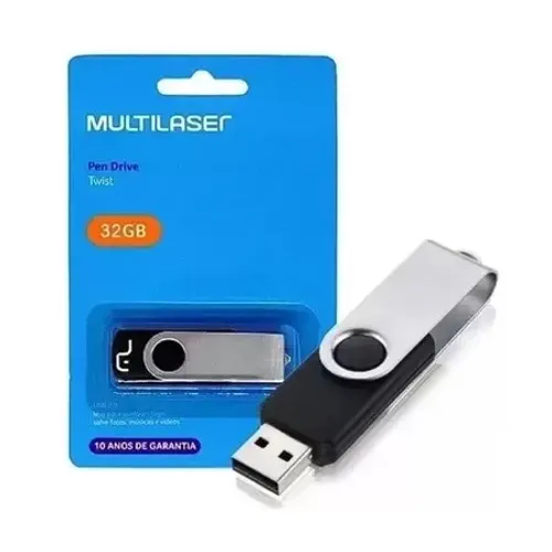 PenDrive 32 GB Twist, Leitura 10MB/s, Gravação 3MB/s, Preto - Multilaser em São Luís ma 
