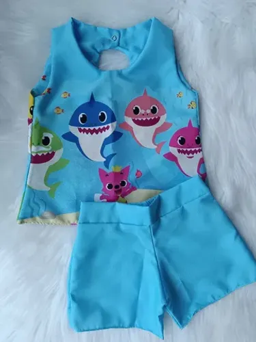 Conjunto infantil feminino temático Baby shark