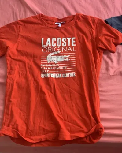 Camiseta infantil, vermelha, Lacoste, tam 10
