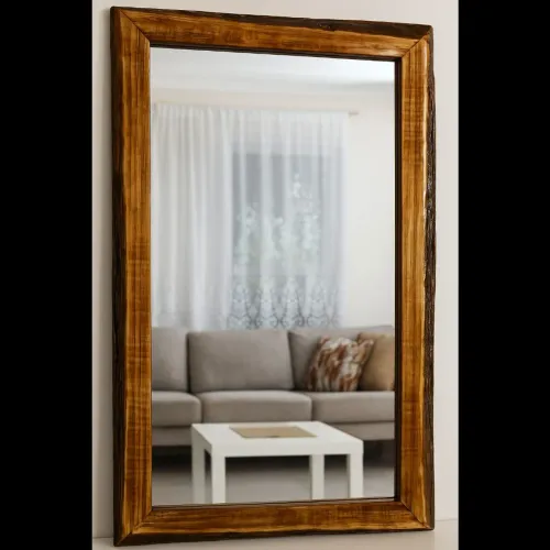 Espelho de Madeira com Moldura Rústica