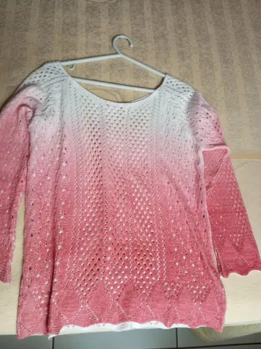 Blusa de Crochê Degradê Rosa e Branco