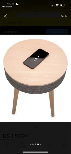 Mesa com speaker e carregador indução