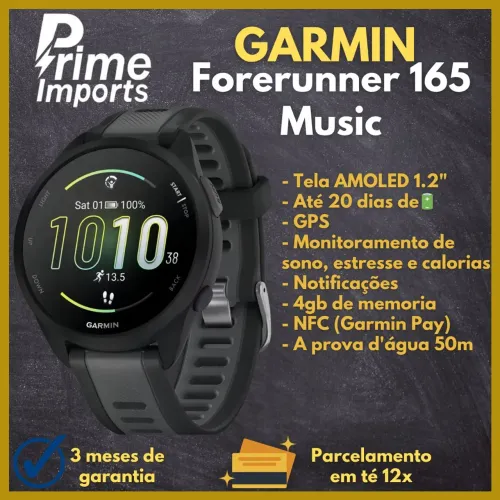 Garmin Forerunner 165 Music - Tela AMOLED 1.2"