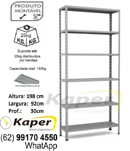 Estante de aço / prateleira de aço 30cm c/ reforço ( produto novo ) Promoção