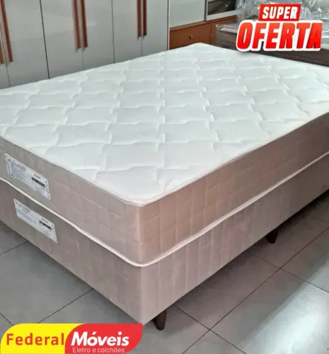 Cama Box Casal Base e Colchão 1,38m Campeão de Vendas - Temos Crediário