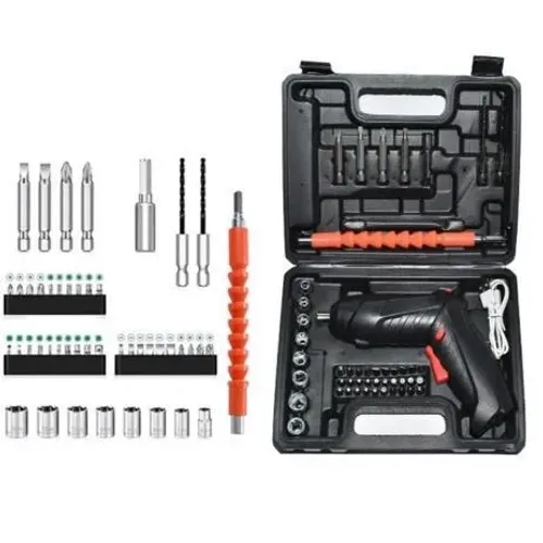 Kit Parafusadeira/Furadeira 48 Peças À Bateria Carregador Usb wpp:43. *