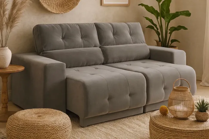 Sofá Retrátil Cinza 2,00 NOVO PRONTA ENTREGA