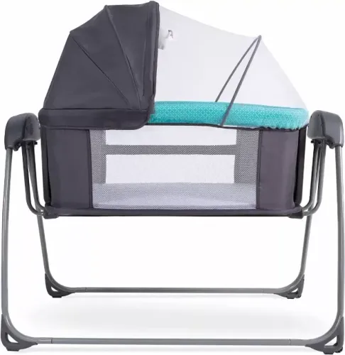 Berço Balanço automático Techno Bluetooth Cinza Com Verde - Mastela
