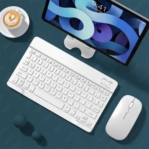 Kit Teclado e Mouse Sem Fio Branco