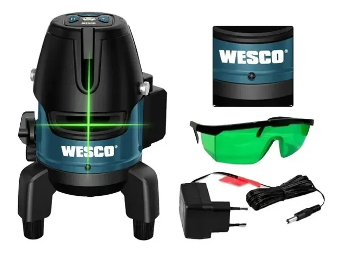 NIVEL A LASER WESCO C/5 LINHAS VERDE BASE GIRATORIA