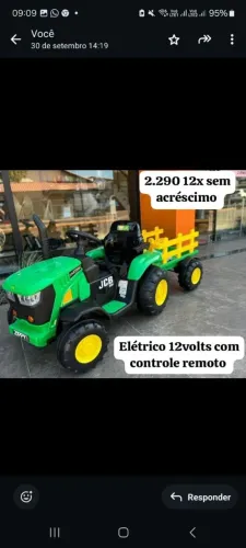 TRATOR ELÉTRICO INFANTIL 12VOLTS