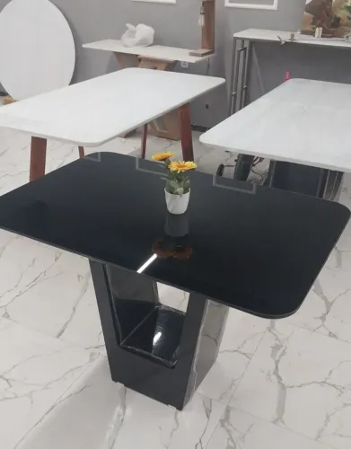Mesa Preta Vidro Laqueado Preto
