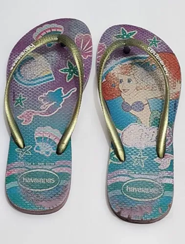 havaianas princesa disney ariel chinelo bem usado
