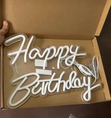 Placa de néon Happy Birthday decoração feliz aniversário