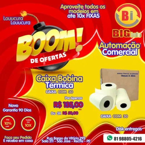 Bobina Termica Cx 30 Unidades 
