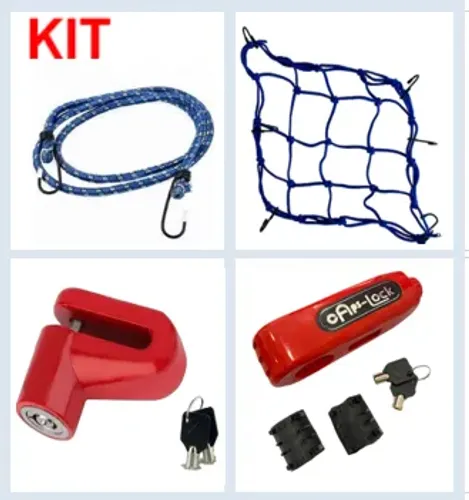 Kit ( Trava de Disco + Trava Manete + Estique + Tela Aranha) p/ Moto Bike z1041