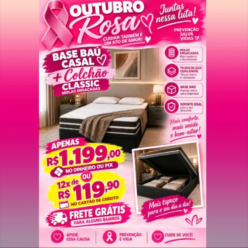 Base bau casal + Colchão Molas ensacadas casal