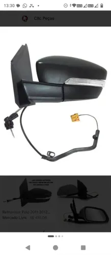 Retrovisor esquerdo preto VW polo gol Voyage fox 