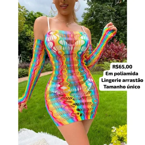 Lingerie em poliamida arrastão