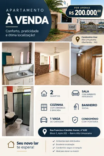 Apartamento 2 Quartos à Venda no Alto Umuarama - Uberlândia