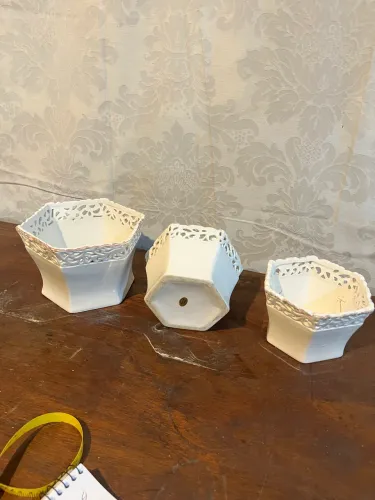 3 cachepots de porcelana branca retangular m12x18 p10x13